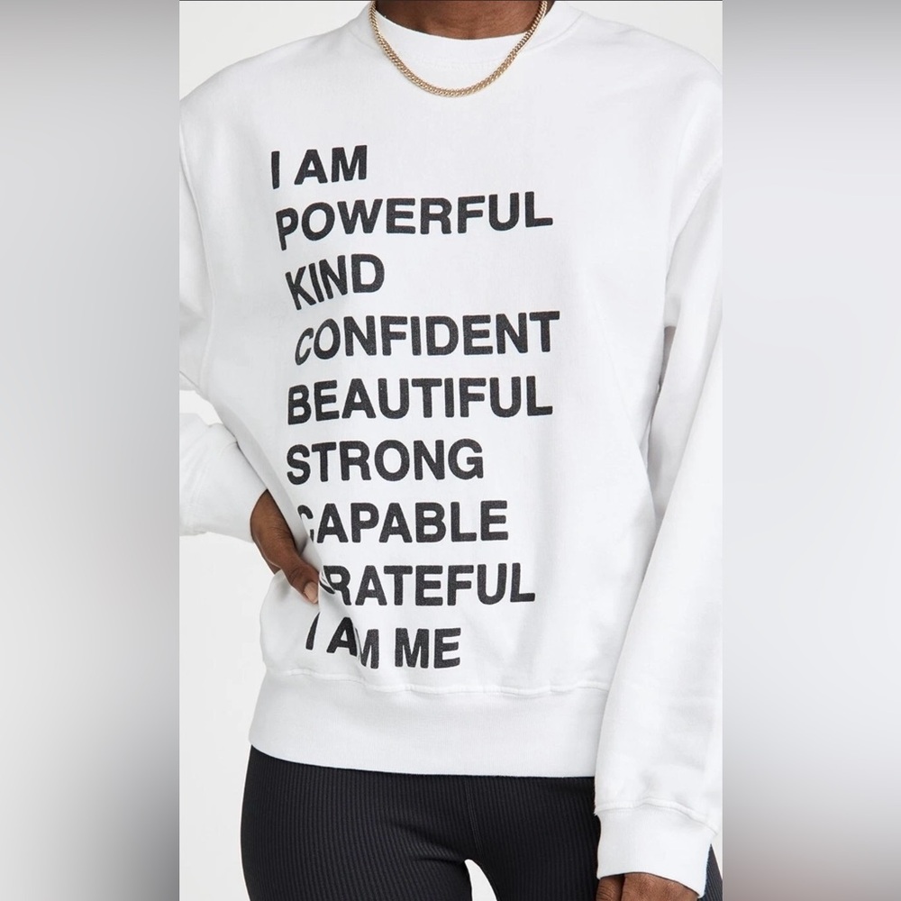 Anine Bing Women's Ramona Empowerment Black/White Cotton Sweatshirt. Size Small